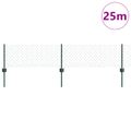 vidaXL Sieťový plot s stĺpom 25 x 0,4 m PVC potiahnutá oceľ Zelená