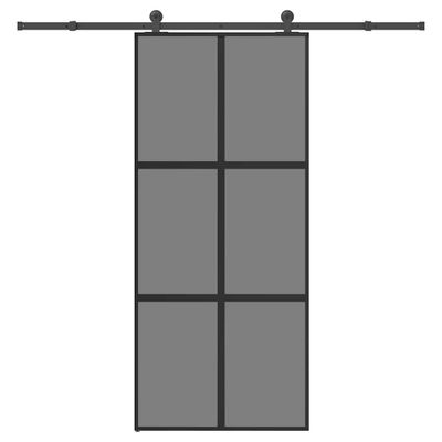 vidaXL Posuvné dvere s kovaním tvrdené sklo a hliník úzke 90x205 cm