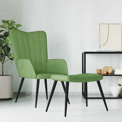 vidaXL Relaxačné kreslo s podnožkou, svetlozelené, zamatové