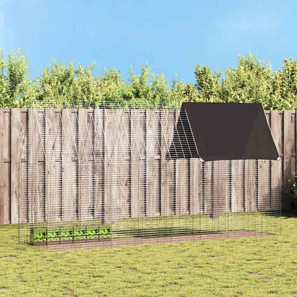 vidaXL Klietka pre králiky Strieborná 400 x 100 x 210 cm
