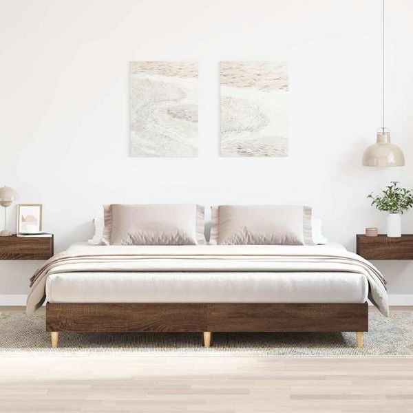 vidaXL Posteľný rám bez matraca hnedý dub 200x200 cm kompozitné drevo