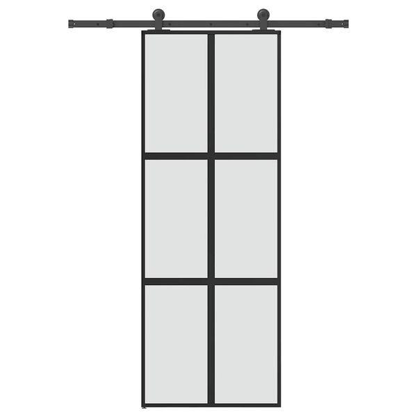 vidaXL Posuvné dvere s kovaním 76x205 cm tvrdené sklo a hliník úzke