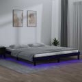 vidaXL Posteľný rám s LED čierny 140x190 cm masívne drevo