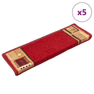 vidaXL Nášľapy na schody samolepiace 5 ks 65x21x4 cm červené