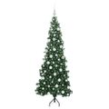 vidaXL Rohový umelý vianočný strom s 300 LED-i Zelená 180 cm PVC a kov