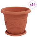 vidaXL Kvetináče 24 ks Tehlovo červená Ø 26 x 21.5 cm Plast