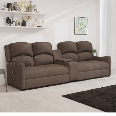 vidaXL 4-miestne sklápacie masážne kreslo+držiaky na poháre, sivohnedé