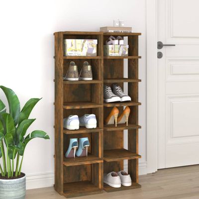 vidaXL Stojany na topánky 2ks dymový dub 27,5x27x102 cm sprac. drevo