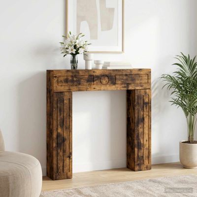 vidaXL Rám krbu Dymový dub 102 x 18 x 100,5 cm Kompozitné drevo