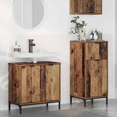 vidaXL Sada kúpeľňového nábytku so zásuvkou 2 pcs Staré drevo