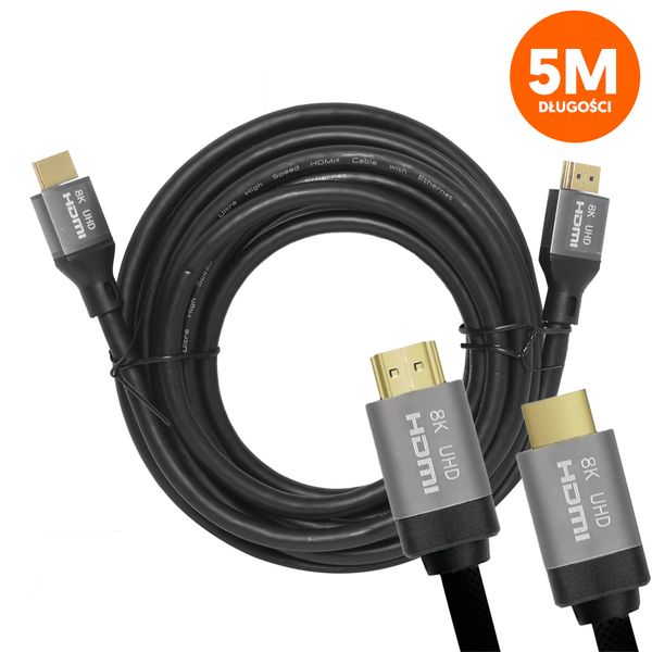 HDMI-HDMI kábel (v2.1 | 8K | 5 m) čierny
