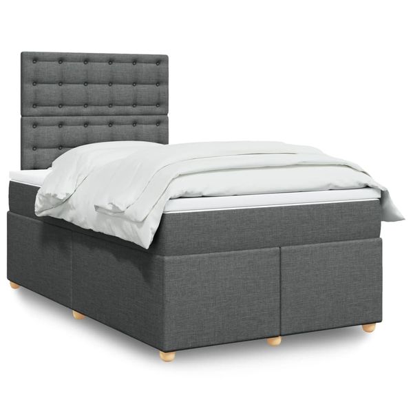 vidaXL Boxspring posteľ s matracom tmavosivý 120x200 cm látka