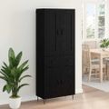 vidaXL Highboard Čierny dub 69,5 x 34 x 180 cm Kompozitné drevo