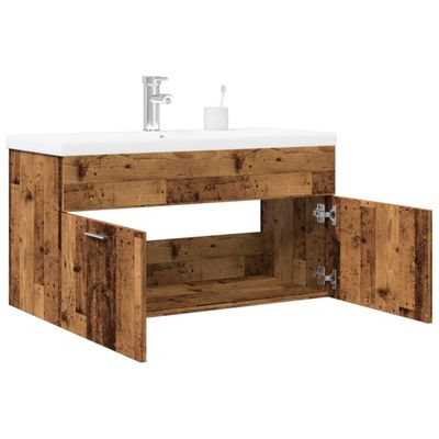 VidaXL Kúpeľňová skrinka pod umývadlo so vstavaným umývadlom Old Wood