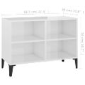 vidaXL TV stolík nohy z kovu lesklý biely 69,5x30x50 cm