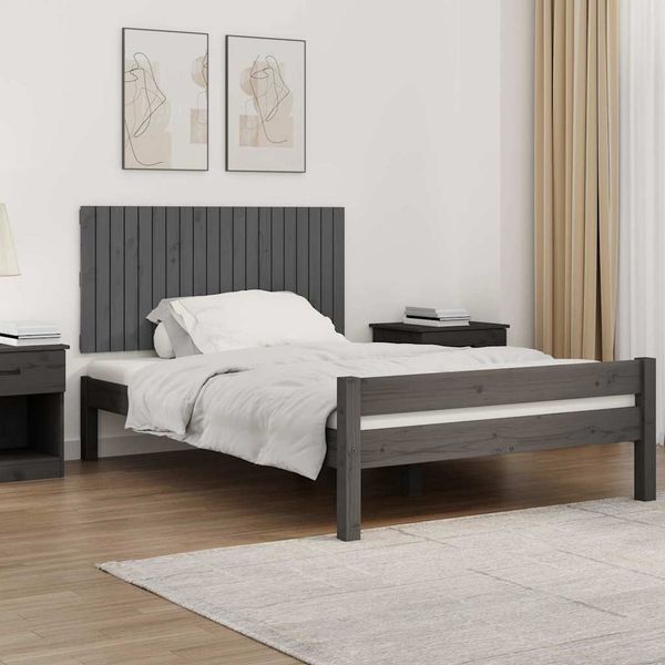 vidaXL Nástenné čelo postele sivé 127,5x3x60 cm masívna borovica