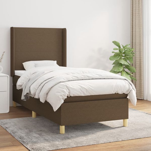 vidaXL Boxspring posteľ s matracom tmavohnedá 90x190 cm látka