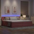 vidaXL LED úložná posteľ s matracom Ružová 200 x 200 cm Zamat