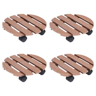 vidaXL Podstavce pod kvetináč 4 ks hnedé Ø30x7,5 cm WPC
