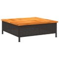 vidaXL Záhradný stôl čierny 70x70x25 cm ratan a akáciový masív