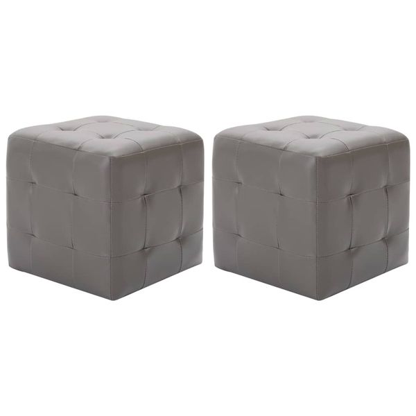 vidaXL Taburetky 2 ks sivé 30x30x30 cm umelá koža