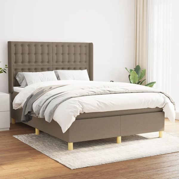 vidaXL Posteľný rám boxspring s matracom sivohned 140x200 cm látka