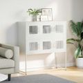 vidaXL Komoda biela 100,5x39x107 cm oceľ valcovaná za studena