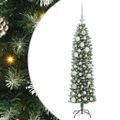 vidaXL Umelý chudý vianočný strom Zelená a biela 120 cm