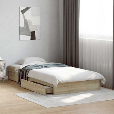 vidaXL Posteľný rám so zásuvkami dub sonoma 100x200cm kompozitné drevo