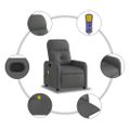 vidaXL Masážne kreslo s polohovacím mechanizmom, tmavosivá látka