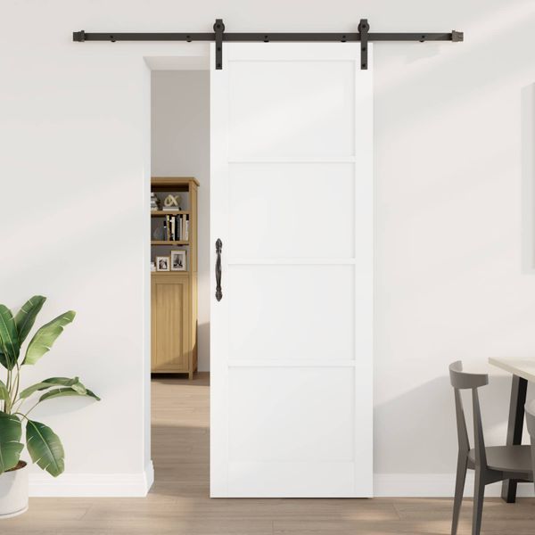 vidaXL Posuvné dvere Biela a čierna 83 x 232 cm Borovicový masív