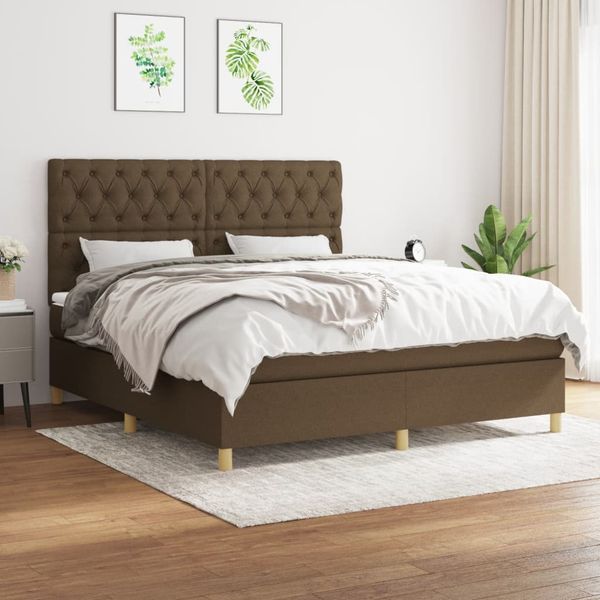 vidaXL Boxspring posteľ s matracom tmavohnedá 160x200 cm látka