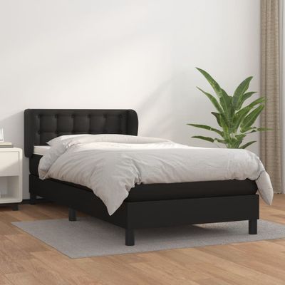 vidaXL Boxspring posteľ s matracom čierna 80x200 cm umelá koža