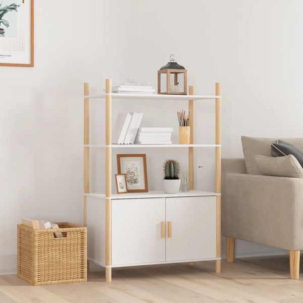 vidaXL Vysoká skrinka biela 80x40x121 cm spracované drevo
