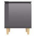 vidaXL Nočné stolíky 2 ks nohy z dreva lesklé sivé 40x30x50 cm