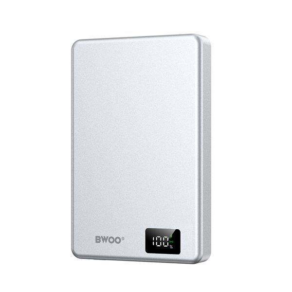 BWOO P76 ultratenká magnetická hliníková powerbanka 20W 10000 mAh, strieborná (GSM193927)