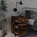 vidaXL Nočný stolík s kovovými nohami dymový dub 40x35x69 cm