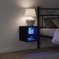 vidaXL LED nástenná nočná skrinka 2 ks Čierna 30 x 28,5 x 30 cm