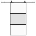 vidaXL Posuvné dvere s kovaním čierne 102,5x205 cm tvrdené sklo