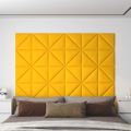 vidaXL Nástenné panely 12 ks žlté 30x30 cm zamatové 0,54 m²