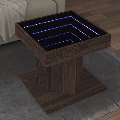 vidaXL Konferenčný stolík s LED hnedý dub 50x50x45 cm kompozitné drevo