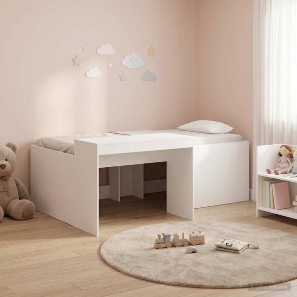 vidaXL Detská vysoká posteľ s pultom Biela 90 x 200 cm