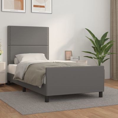 vidaXL Posteľný rám s čelom sivý 100x200 cm umelá koža