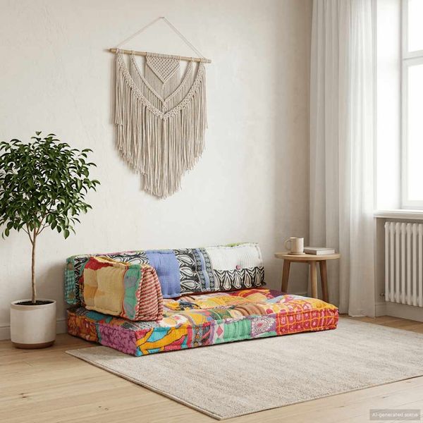 vidaXL Podložka na paletovú sedačku, farebná, látka, patchwork