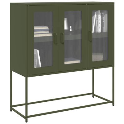 vidaXL Komoda olivovozelená 100,5x39x107 cm oceľ valcovaná za studena
