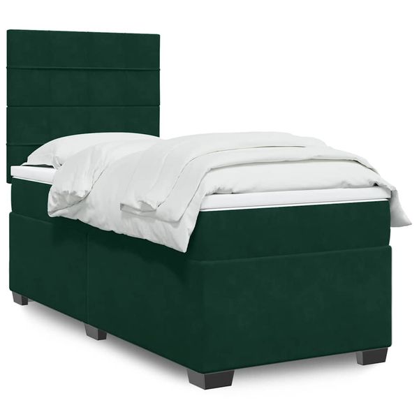 vidaXL Posteľný rám boxsping s matracom tmavozelený 80x200 cm zamat