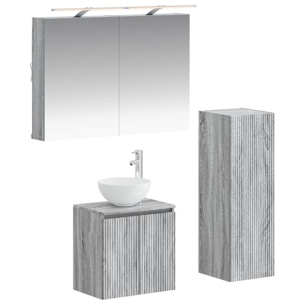 vidaXL Sada kúpeľňového nábytku 4 pcs Sivý Sonoma
