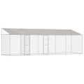 vidaXL Klietka pre psa s strechou Strieborná 800 x 200 x 256 cm