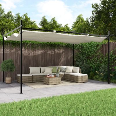 vidaXL Pergola so zaťahovacou strechou krémová 395x292x230 cm
