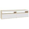 vidaXL TV skrinky 2 ks s LED svetlami biela a dub sonoma 75x35x40 cm